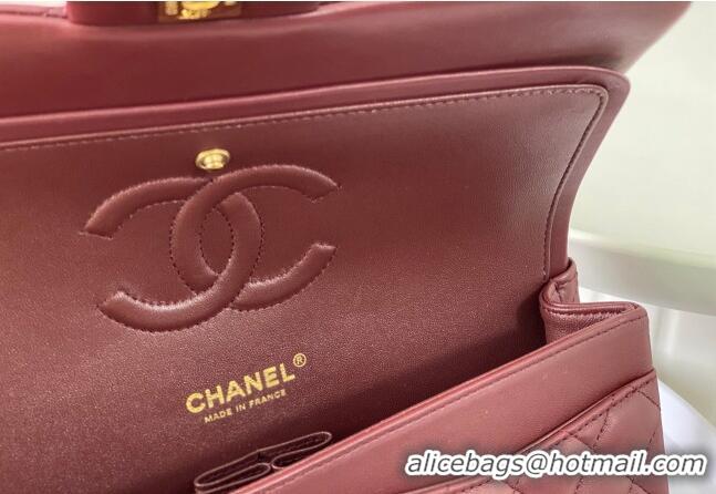 Top Design Chanel Lambskin Classic Medium Flap Bag A01112 Burgundy/Gold