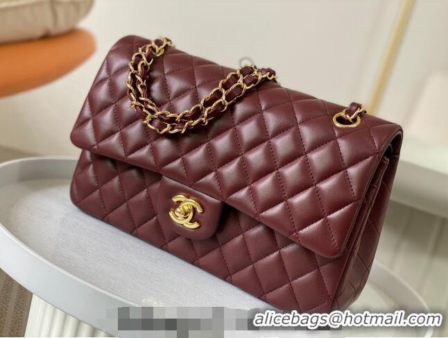 Top Design Chanel Lambskin Classic Medium Flap Bag A01112 Burgundy/Gold