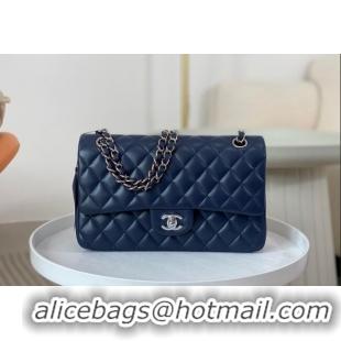 Promotional Chanel Lambskin Classic Medium Flap Bag A01112 Navy Blue/Silver