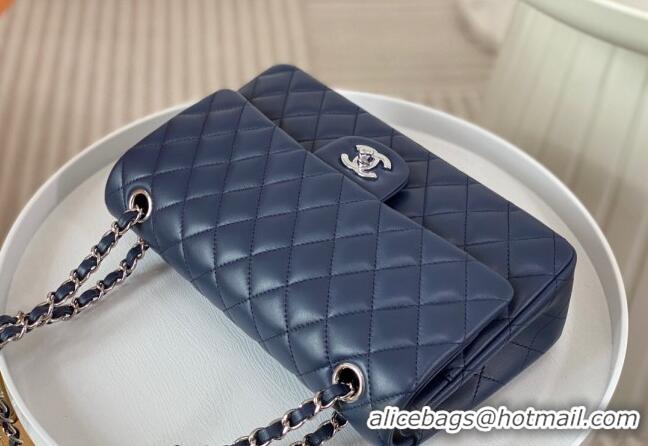 Promotional Chanel Lambskin Classic Medium Flap Bag A01112 Navy Blue/Silver