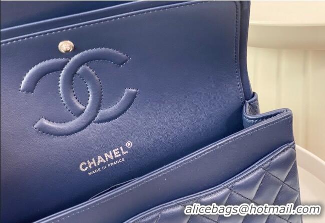 Promotional Chanel Lambskin Classic Medium Flap Bag A01112 Navy Blue/Silver