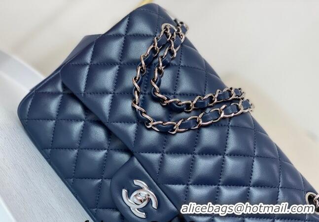 Promotional Chanel Lambskin Classic Medium Flap Bag A01112 Navy Blue/Silver