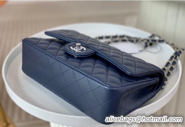 Promotional Chanel Lambskin Classic Medium Flap Bag A01112 Navy Blue/Silver