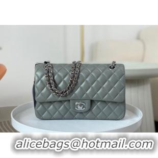 New Arrivals Chanel Lambskin Classic Medium Flap Bag A01112 Grey/Silver