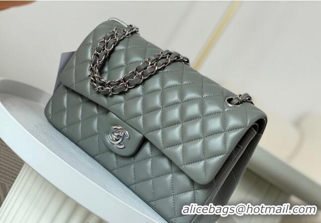 New Arrivals Chanel Lambskin Classic Medium Flap Bag A01112 Grey/Silver