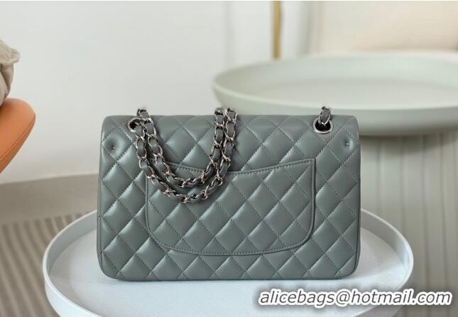 New Arrivals Chanel Lambskin Classic Medium Flap Bag A01112 Grey/Silver