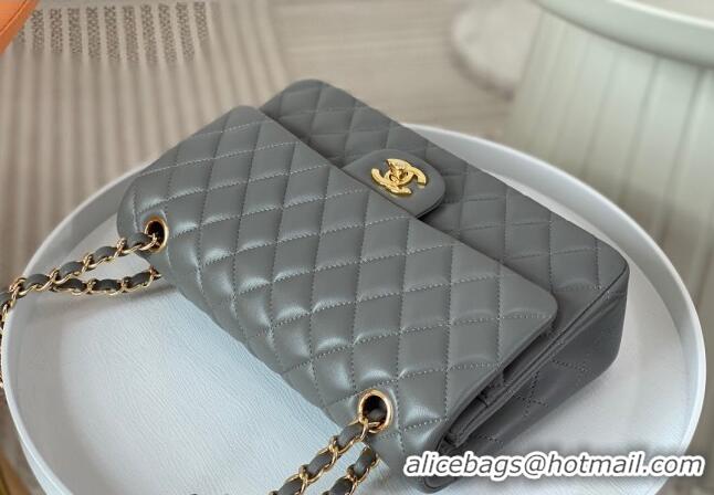 Market Sells Chanel Lambskin Classic Medium Flap Bag A01112 Grey/Gold