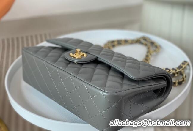 Market Sells Chanel Lambskin Classic Medium Flap Bag A01112 Grey/Gold