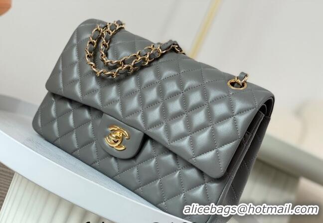 Market Sells Chanel Lambskin Classic Medium Flap Bag A01112 Grey/Gold