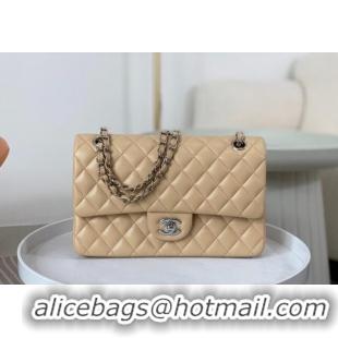 Best Price Chanel Lambskin Classic Medium Flap Bag A01112 Apricot/Silver