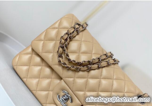 Best Price Chanel Lambskin Classic Medium Flap Bag A01112 Apricot/Silver