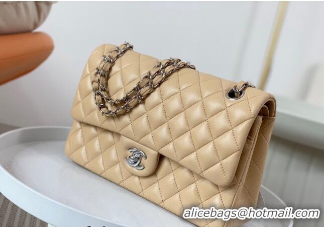 Best Price Chanel Lambskin Classic Medium Flap Bag A01112 Apricot/Silver