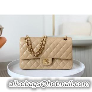 Best Fashion Chanel Lambskin Classic Medium Flap Bag A01112 Apricot/Gold