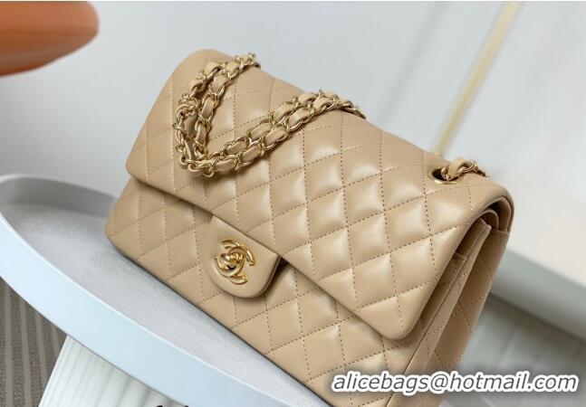 Best Fashion Chanel Lambskin Classic Medium Flap Bag A01112 Apricot/Gold