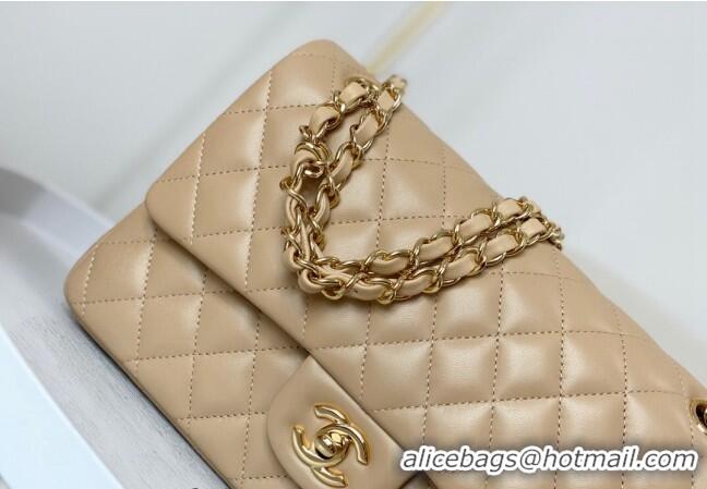 Best Fashion Chanel Lambskin Classic Medium Flap Bag A01112 Apricot/Gold