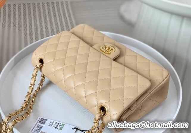 Best Fashion Chanel Lambskin Classic Medium Flap Bag A01112 Apricot/Gold