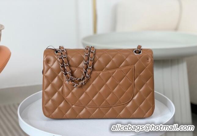 Best Price Chanel Lambskin Classic Medium Flap Bag A01112 Brown/Silver