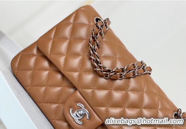 Best Price Chanel Lambskin Classic Medium Flap Bag A01112 Brown/Silver