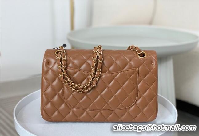 Luxury Classic Chanel Lambskin Classic Medium Flap Bag A01112 Brown/Gold