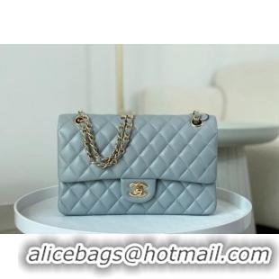 Top Quality Chanel Lambskin Classic Medium Flap Bag A01112 Light Grey/Gold