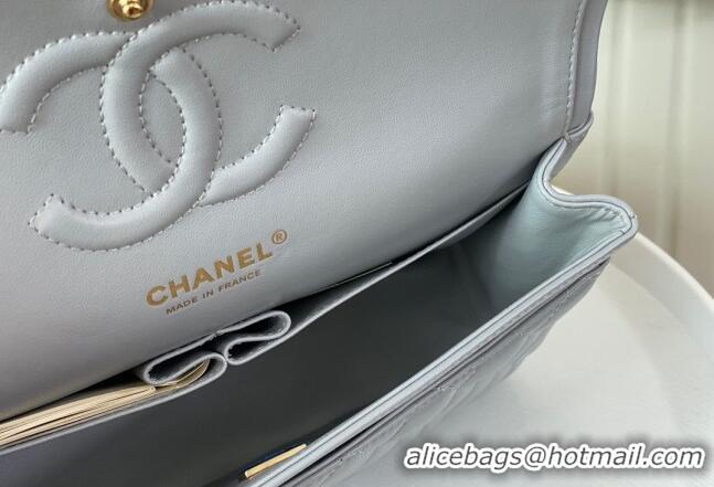 Top Quality Chanel Lambskin Classic Medium Flap Bag A01112 Light Grey/Gold