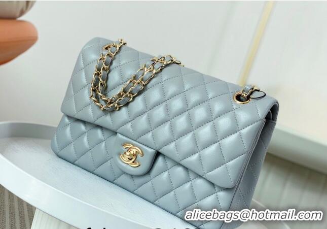 Top Quality Chanel Lambskin Classic Medium Flap Bag A01112 Light Grey/Gold