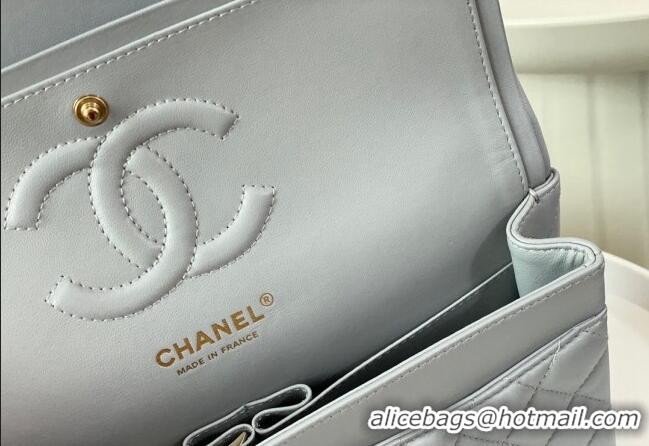 Top Quality Chanel Lambskin Classic Medium Flap Bag A01112 Light Grey/Gold