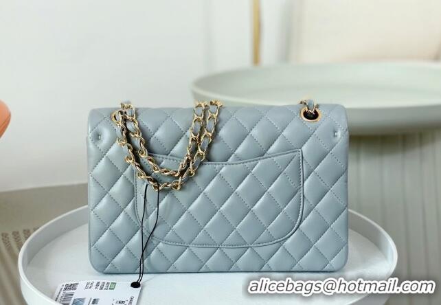 Top Quality Chanel Lambskin Classic Medium Flap Bag A01112 Light Grey/Gold