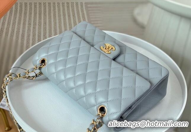 Top Quality Chanel Lambskin Classic Medium Flap Bag A01112 Light Grey/Gold