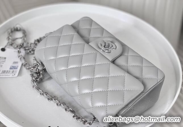 Market Sells Chanel Lambskin Classic Mini Flap Bag A69900 Light Grey/Silver