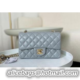 Buy Cheapest Chanel Lambskin Classic Mini Flap Bag A69900 Light Grey/Gold