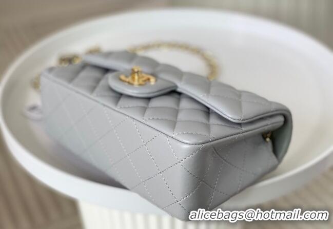 Buy Cheapest Chanel Lambskin Classic Mini Flap Bag A69900 Light Grey/Gold