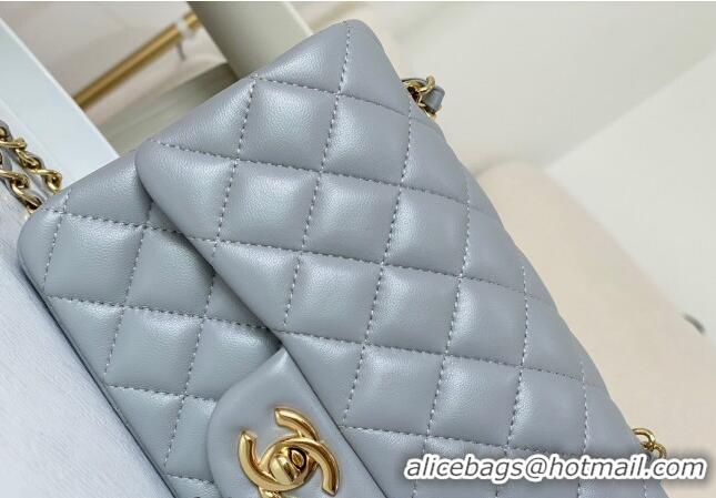 Buy Cheapest Chanel Lambskin Classic Mini Flap Bag A69900 Light Grey/Gold