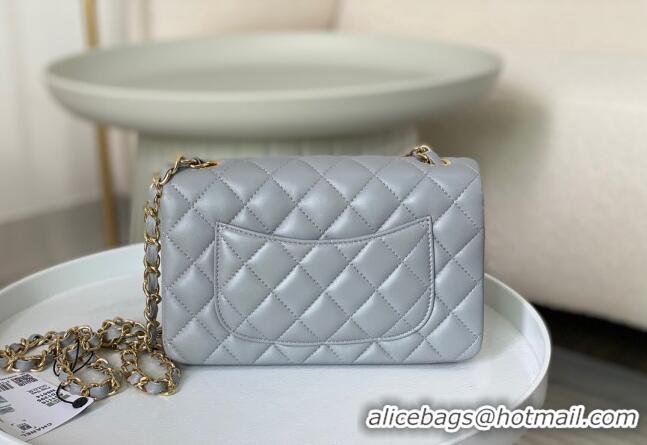 Buy Cheapest Chanel Lambskin Classic Mini Flap Bag A69900 Light Grey/Gold