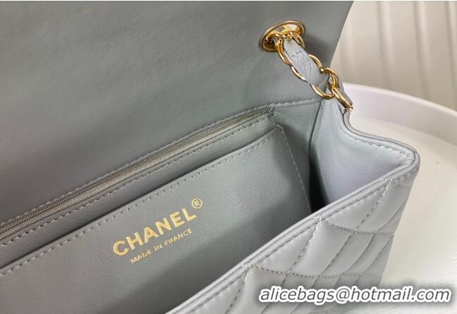 Buy Cheapest Chanel Lambskin Classic Mini Flap Bag A69900 Light Grey/Gold