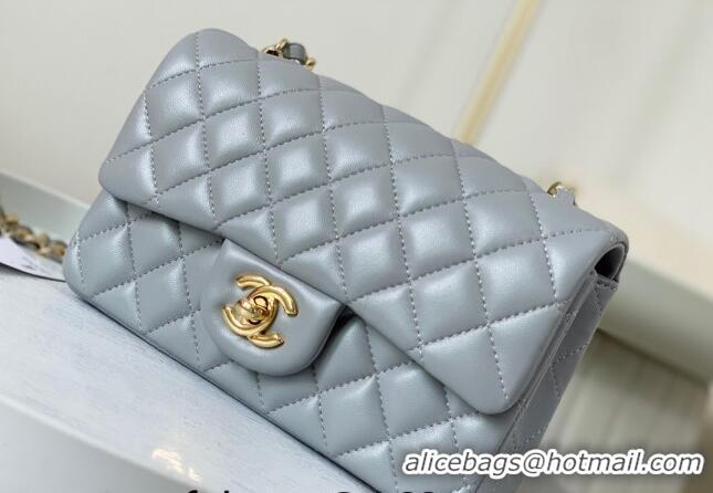 Buy Cheapest Chanel Lambskin Classic Mini Flap Bag A69900 Light Grey/Gold