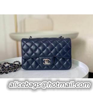 Original Cheap Chanel Lambskin Classic Mini Flap Bag A69900 Navy Blue/Silver