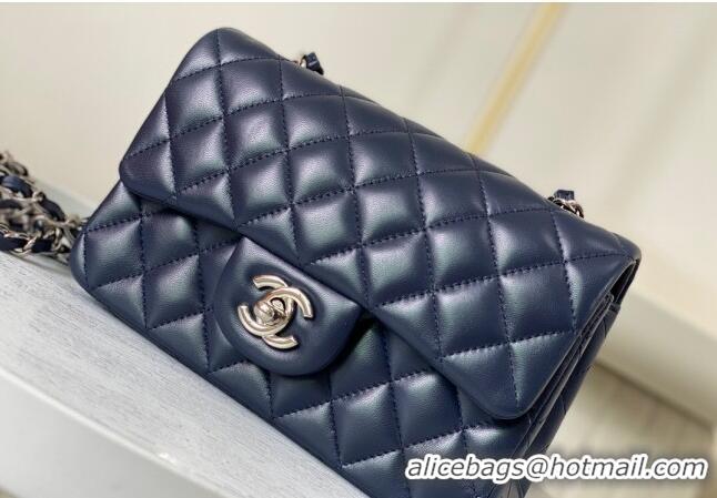 Original Cheap Chanel Lambskin Classic Mini Flap Bag A69900 Navy Blue/Silver