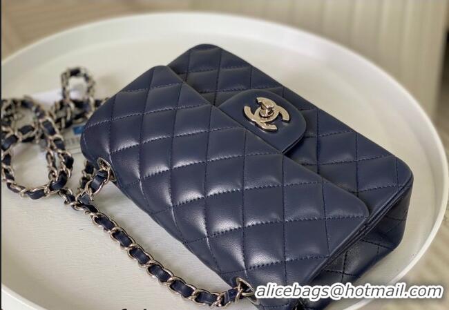 Original Cheap Chanel Lambskin Classic Mini Flap Bag A69900 Navy Blue/Silver