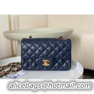 New Release Creation Chanel Lambskin Classic Mini Flap Bag A69900 Navy Blue/Gold 2023