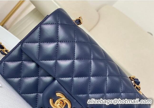 New Release Creation Chanel Lambskin Classic Mini Flap Bag A69900 Navy Blue/Gold 2023