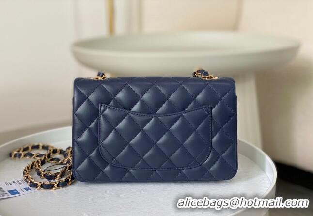 New Release Creation Chanel Lambskin Classic Mini Flap Bag A69900 Navy Blue/Gold 2023