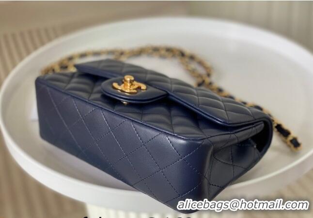 New Release Creation Chanel Lambskin Classic Mini Flap Bag A69900 Navy Blue/Gold 2023