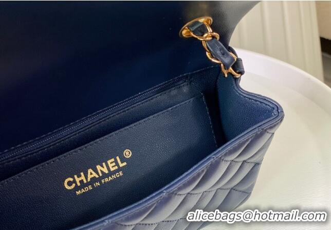 New Release Creation Chanel Lambskin Classic Mini Flap Bag A69900 Navy Blue/Gold 2023