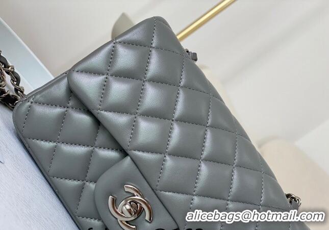 Elegant Classic Chanel Lambskin Classic Mini Flap Bag A69900 Grey/Silver