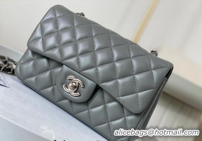 Elegant Classic Chanel Lambskin Classic Mini Flap Bag A69900 Grey/Silver