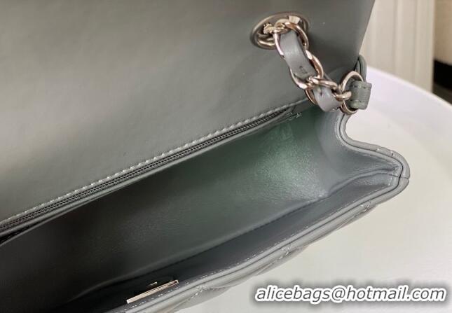 Elegant Classic Chanel Lambskin Classic Mini Flap Bag A69900 Grey/Silver