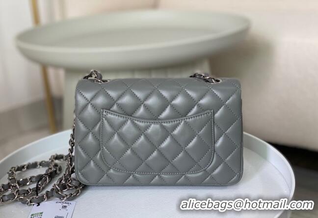 Elegant Classic Chanel Lambskin Classic Mini Flap Bag A69900 Grey/Silver