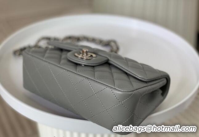 Elegant Classic Chanel Lambskin Classic Mini Flap Bag A69900 Grey/Silver