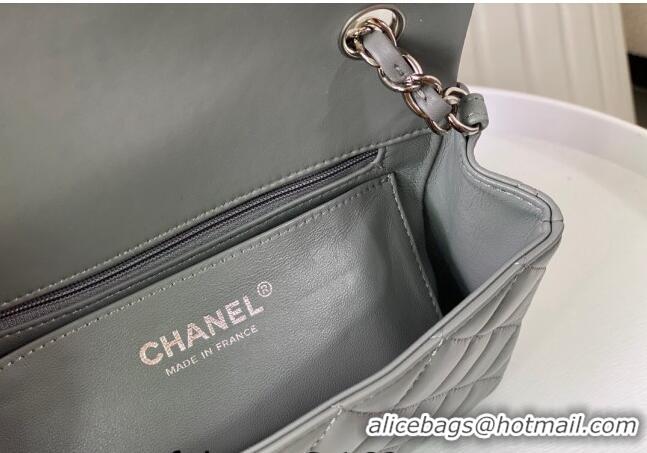 Elegant Classic Chanel Lambskin Classic Mini Flap Bag A69900 Grey/Silver